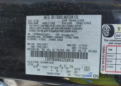 2006 Ford Mustang Gt from USA, damaged, VIN 1ZVFT85HX65256914